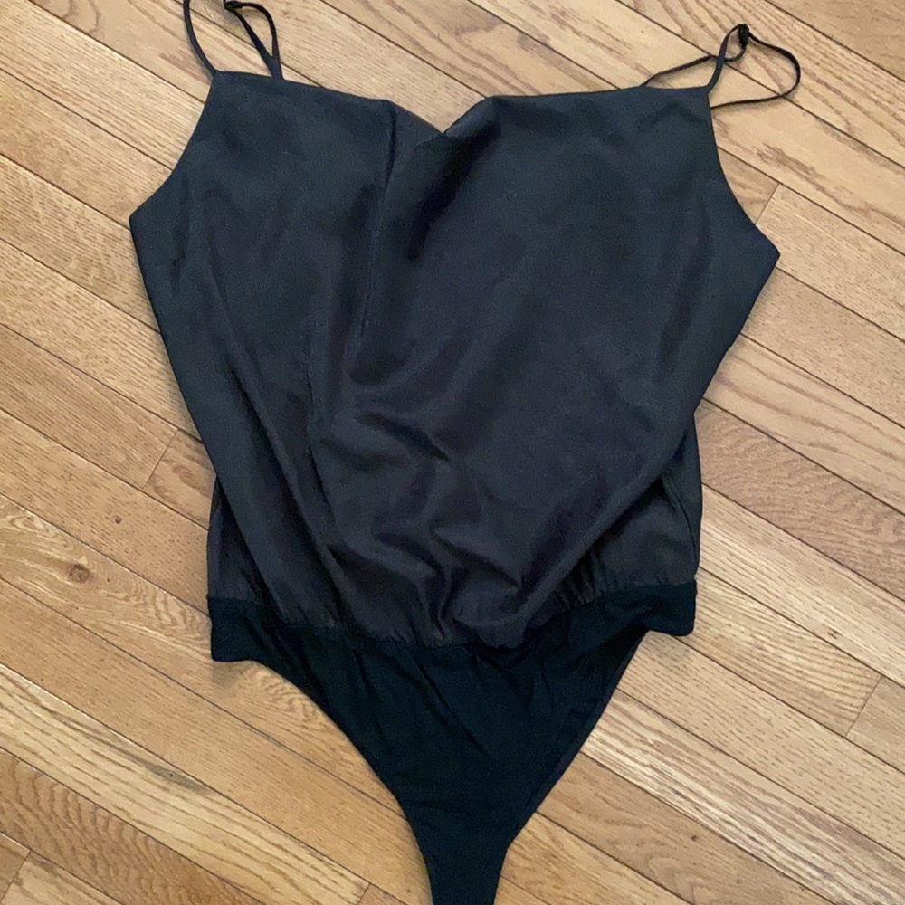 WAYF Giselle cowl neck black satin bodysuit/XL - Picture 7 of 9